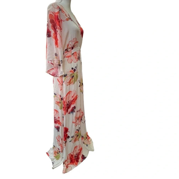 The Room Cream Floral Deep V Maxi Dress with Open Back Size Large - Picture 6 of 14
